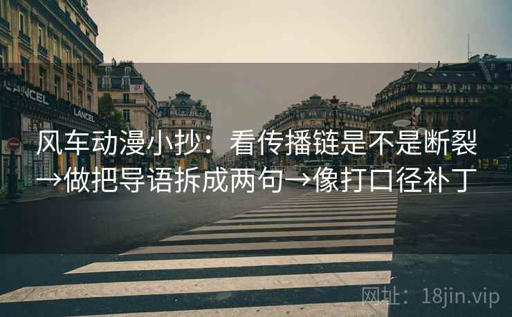 风车动漫小抄：看传播链是不是断裂→做把导语拆成两句→像打口径补丁